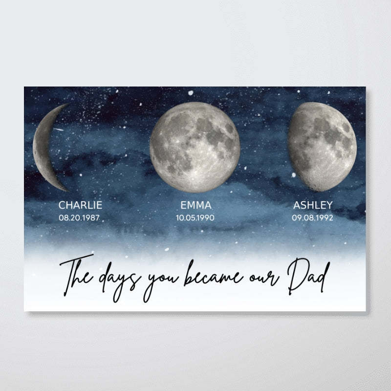 Starry Night Custom Birth Moon Phase The Days You Became Our Dad Personalized Poster, Father's Day Gift