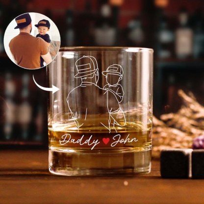 Personalized Fathers Day Gifts Whiskey Glass, Custom Portrait Outline Gift For Dad, First Time Dad Gift, Dad Established 2025 Whiskey Glass