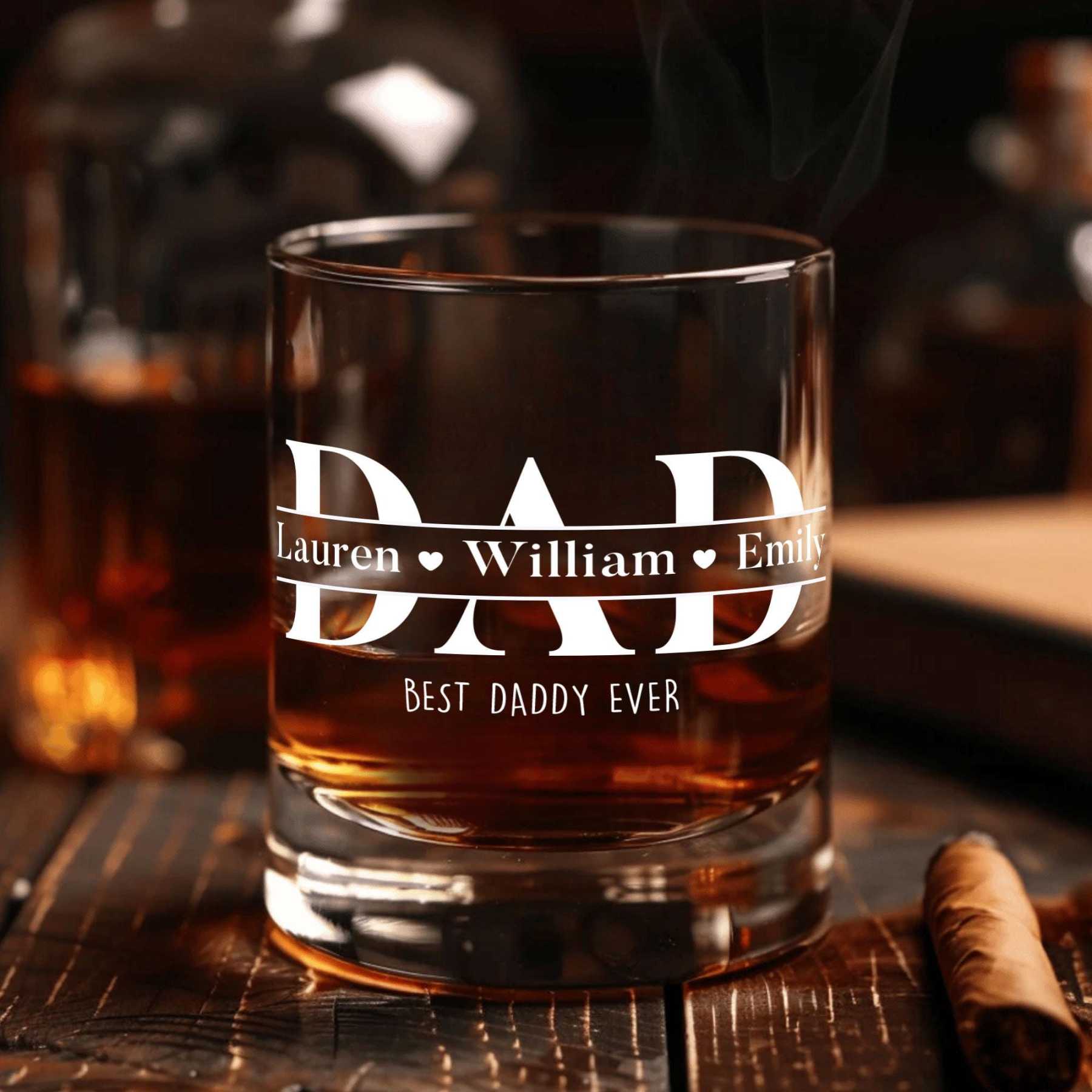 Personalized Father's Day Gift For Dad From Daughter, Father Day Wine Glass With Kids Name, Best Dad Ever Bar Glass, Gift For Papa, Grandpa