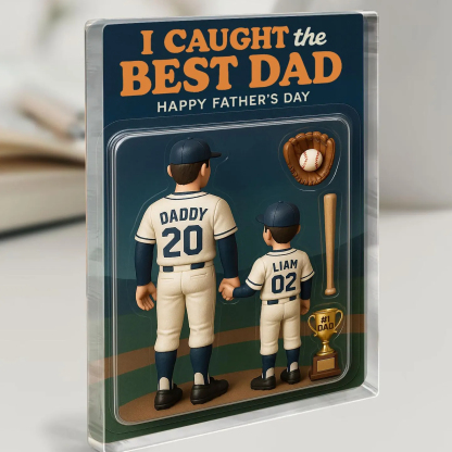 Personalized I Caught The Best Dad Baseball Figure Acrylic Block
