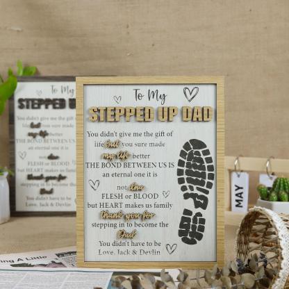 Stepped Up Dad Wooden Plaque, Step Dad Fathers Day Gift from Kids, Adopted Dad Gift, Step Dad Adoption, Blended Family Sign, Thank You Gifts