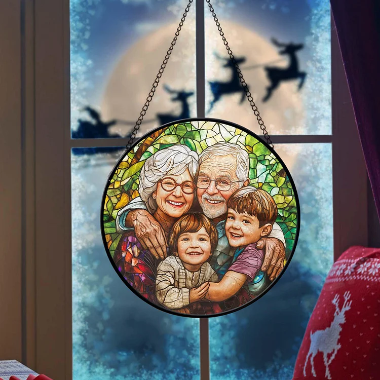 Personalized Grandpa/Dad Portrait Suncatcher Window Hanging