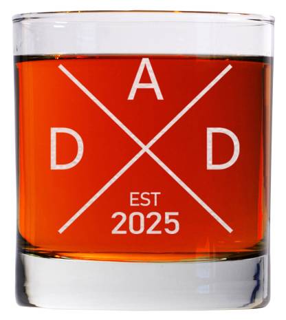 New Dad Whiskey Glass - For First Time Dad - Gift For Dad - Dad Established Custom - Personalized Dad Gifts - 2021, 2022, 2023, 2024, 2025