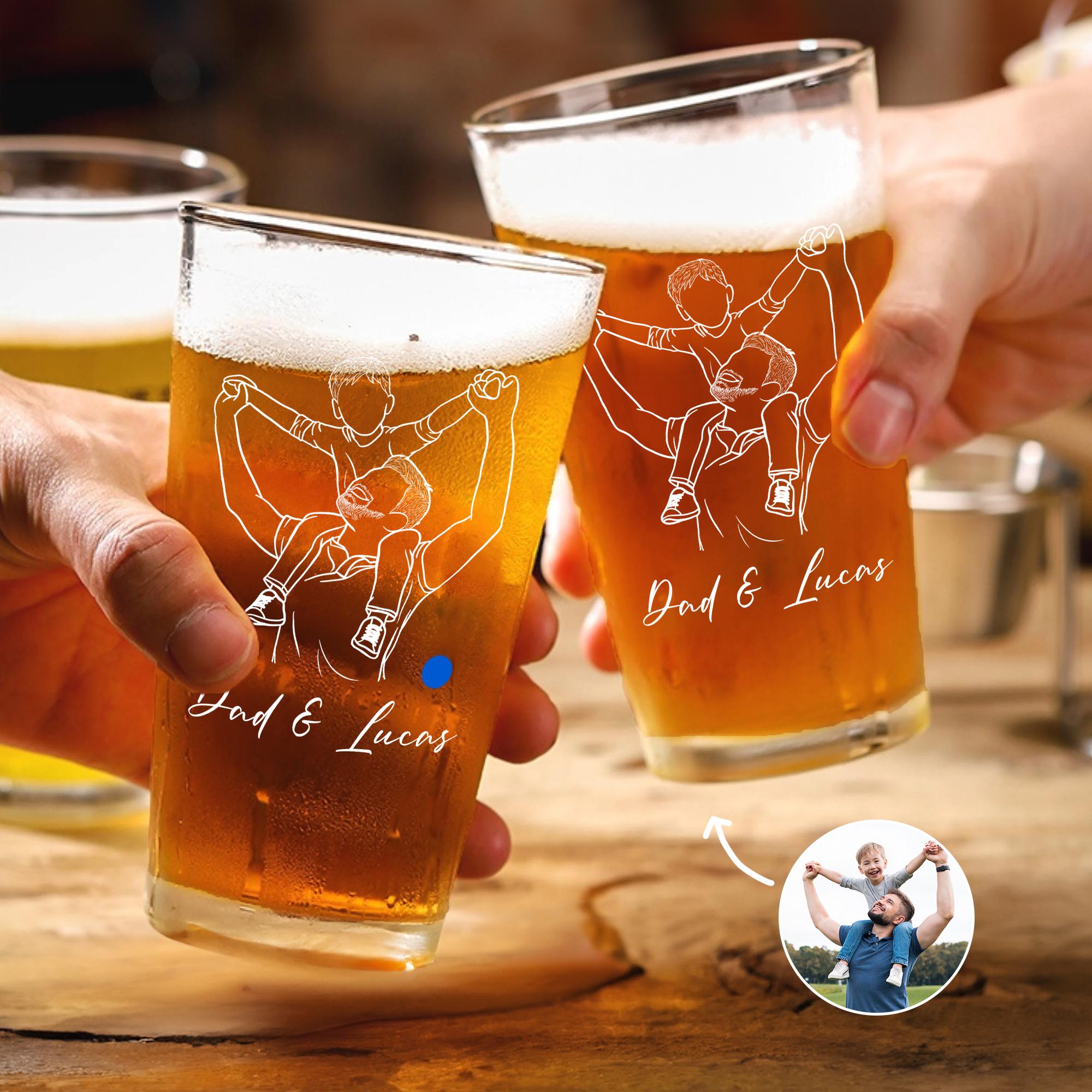 Custom Photo Dad Whiskey Glass, Father's Day Gift for Dad, Photo on Whiskey Glass, Portrait Outline Gift For Dad, Dad Gifts, Dad Wine Glass