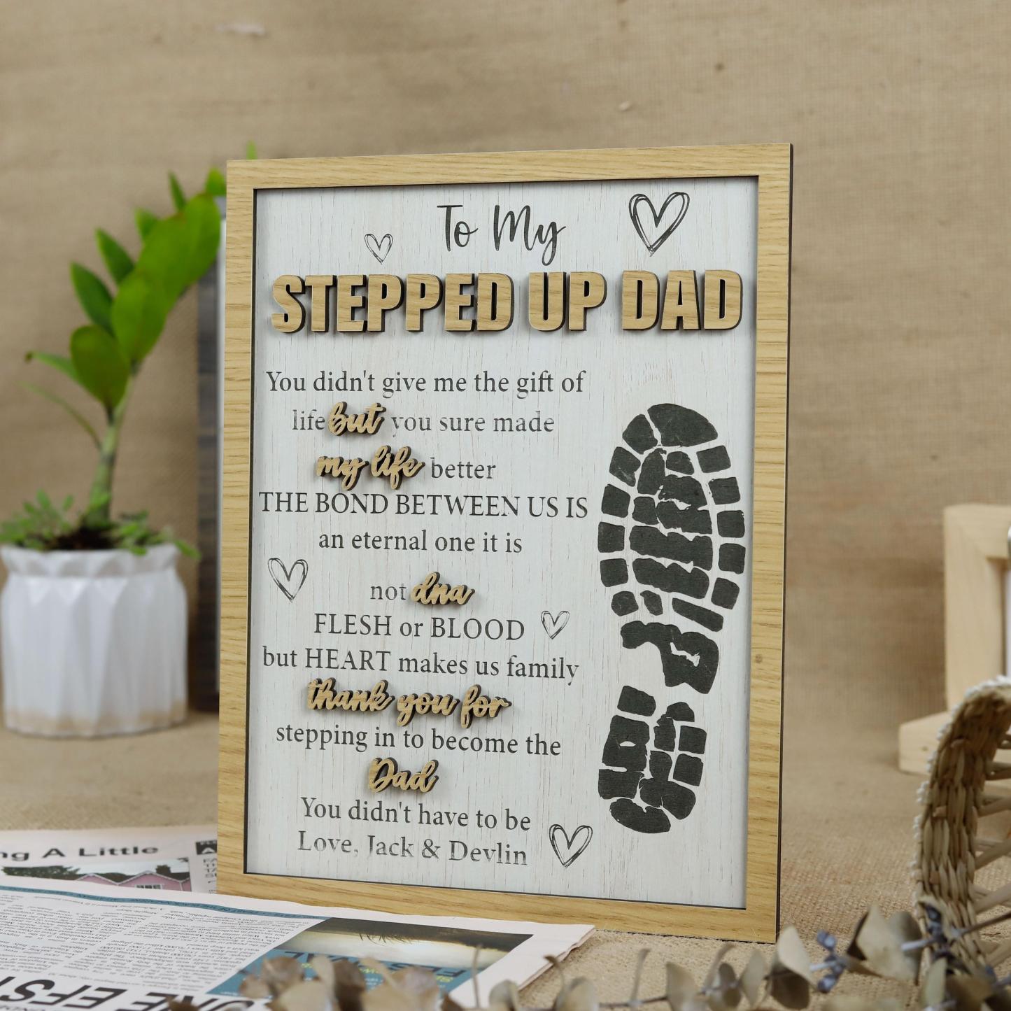 Stepped Up Dad Wooden Plaque, Step Dad Fathers Day Gift from Kids, Adopted Dad Gift, Step Dad Adoption, Blended Family Sign, Thank You Gifts