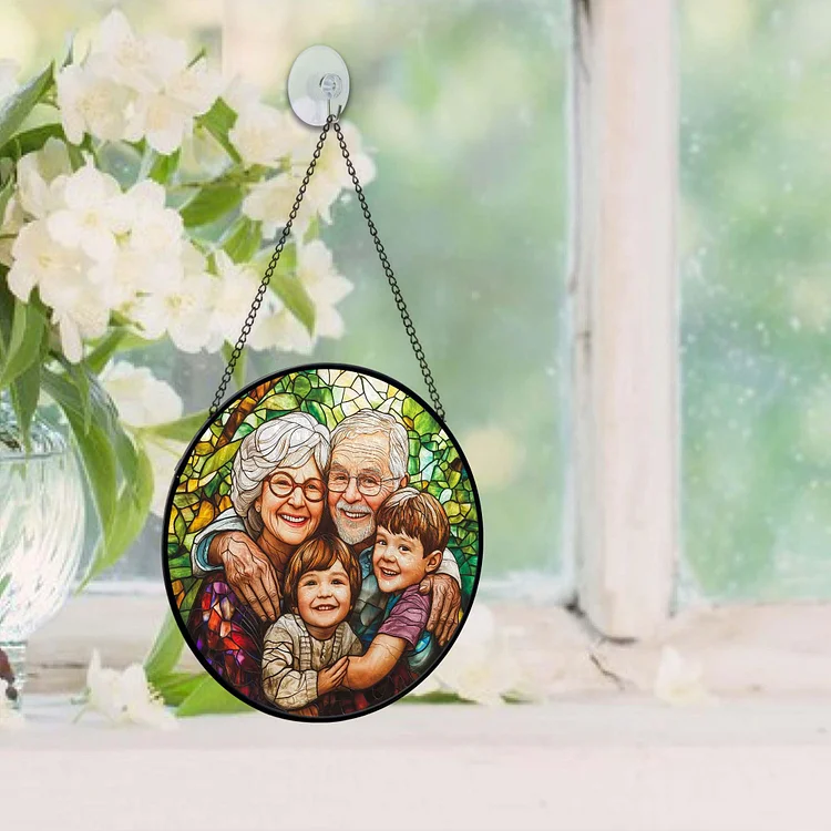 Personalized Grandpa/Dad Portrait Suncatcher Window Hanging