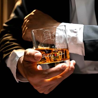 Personalized Fathers Day Gifts Whiskey Glass, Custom Portrait Outline Gift For Dad, First Time Dad Gift, Dad Established 2025 Whiskey Glass