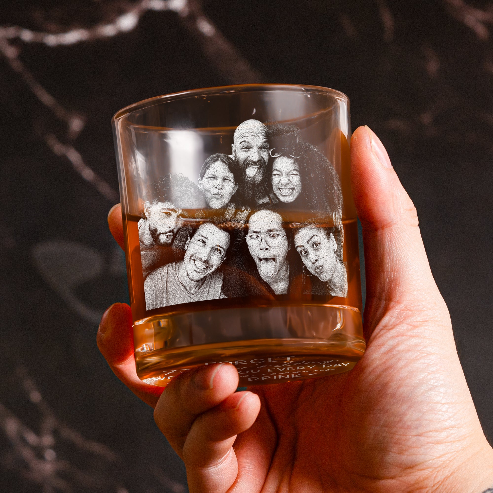 We Love You Every Day - Personalized Whiskey Glass With Photo