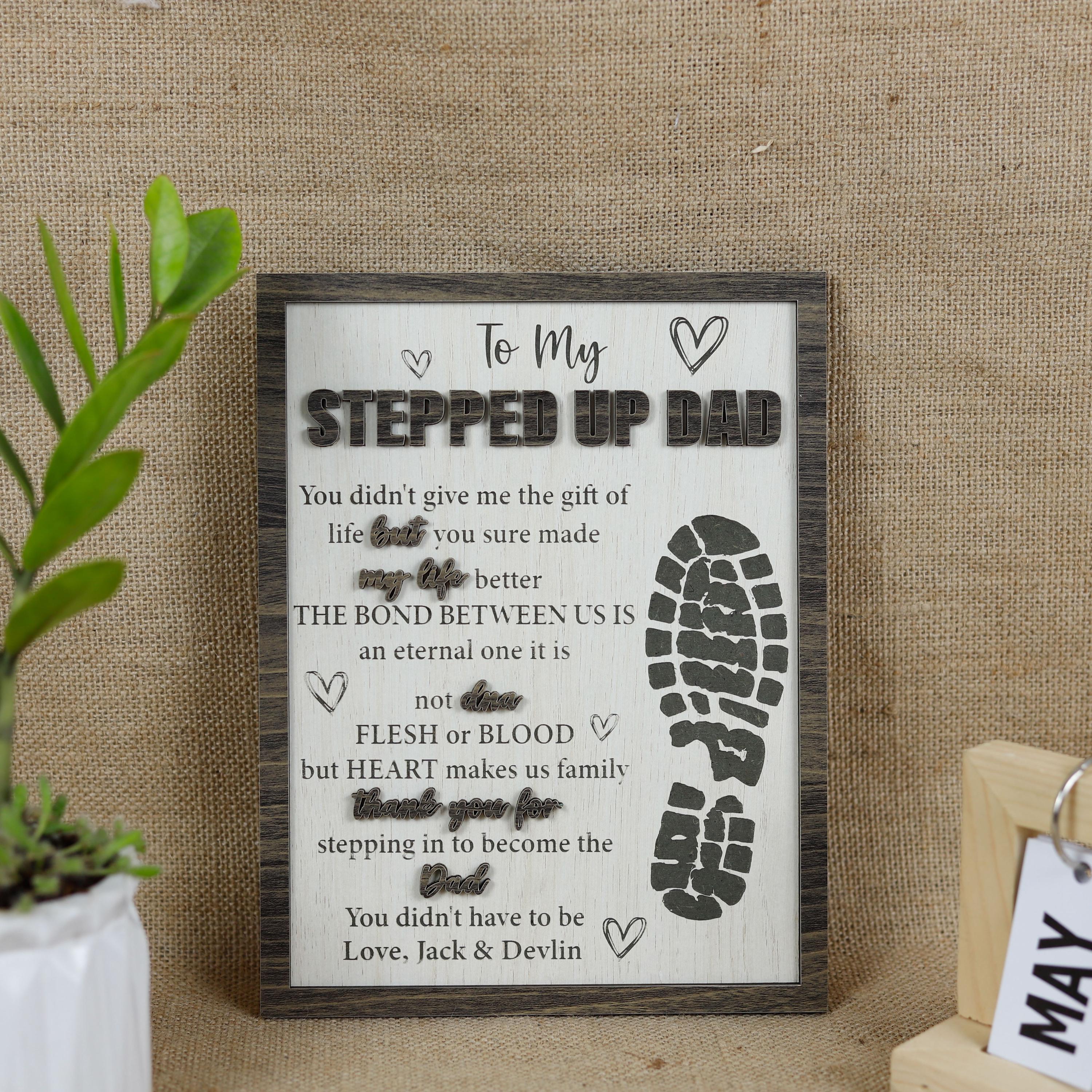 Stepped Up Dad Wooden Plaque, Step Dad Fathers Day Gift from Kids, Adopted Dad Gift, Step Dad Adoption, Blended Family Sign, Thank You Gifts