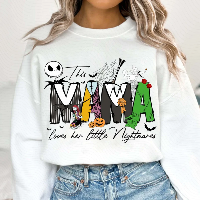 Personalized This Mama Loves Her Little Nightmares Sweatshirt, Mama Shirt With Kids Name