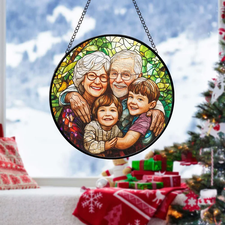 Personalized Grandpa/Dad Portrait Suncatcher Window Hanging