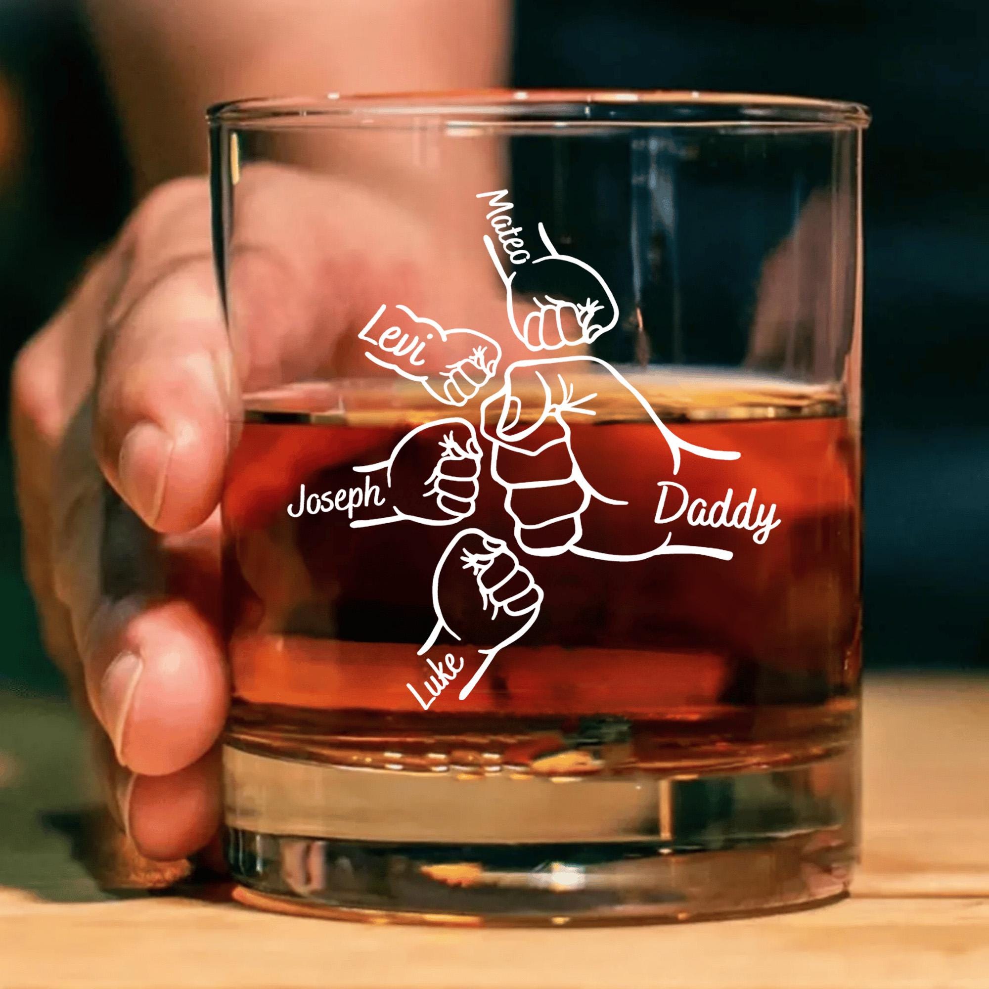 Personalized Father's Day Gift For Dad From Kids, First Father Day Wine Glass With Kids Name, First Bump Bar Glass, Gift For Papa, Grandpa