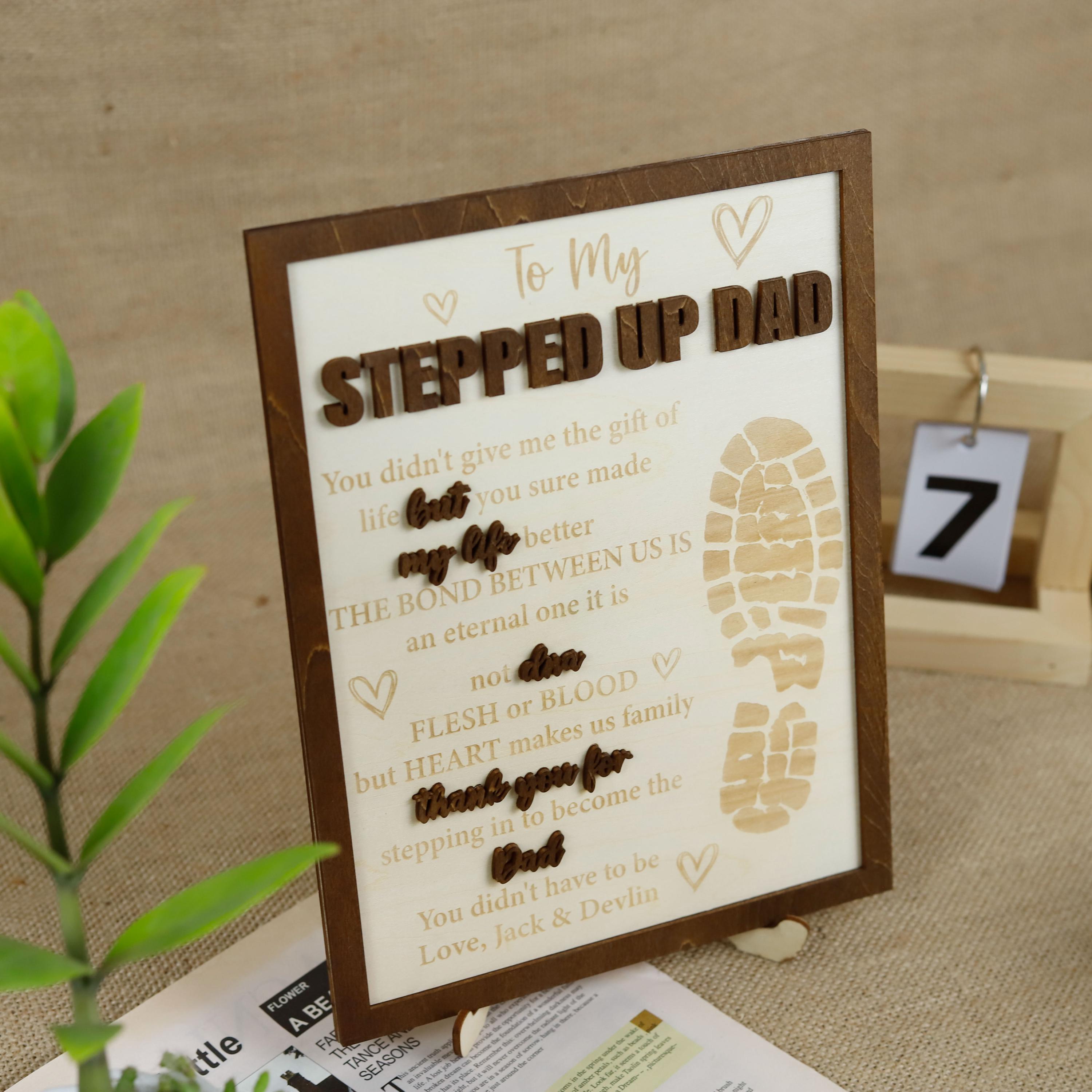 Stepped Up Dad Wooden Plaque, Step Dad Fathers Day Gift from Kids, Adopted Dad Gift, Step Dad Adoption, Blended Family Sign, Thank You Gifts