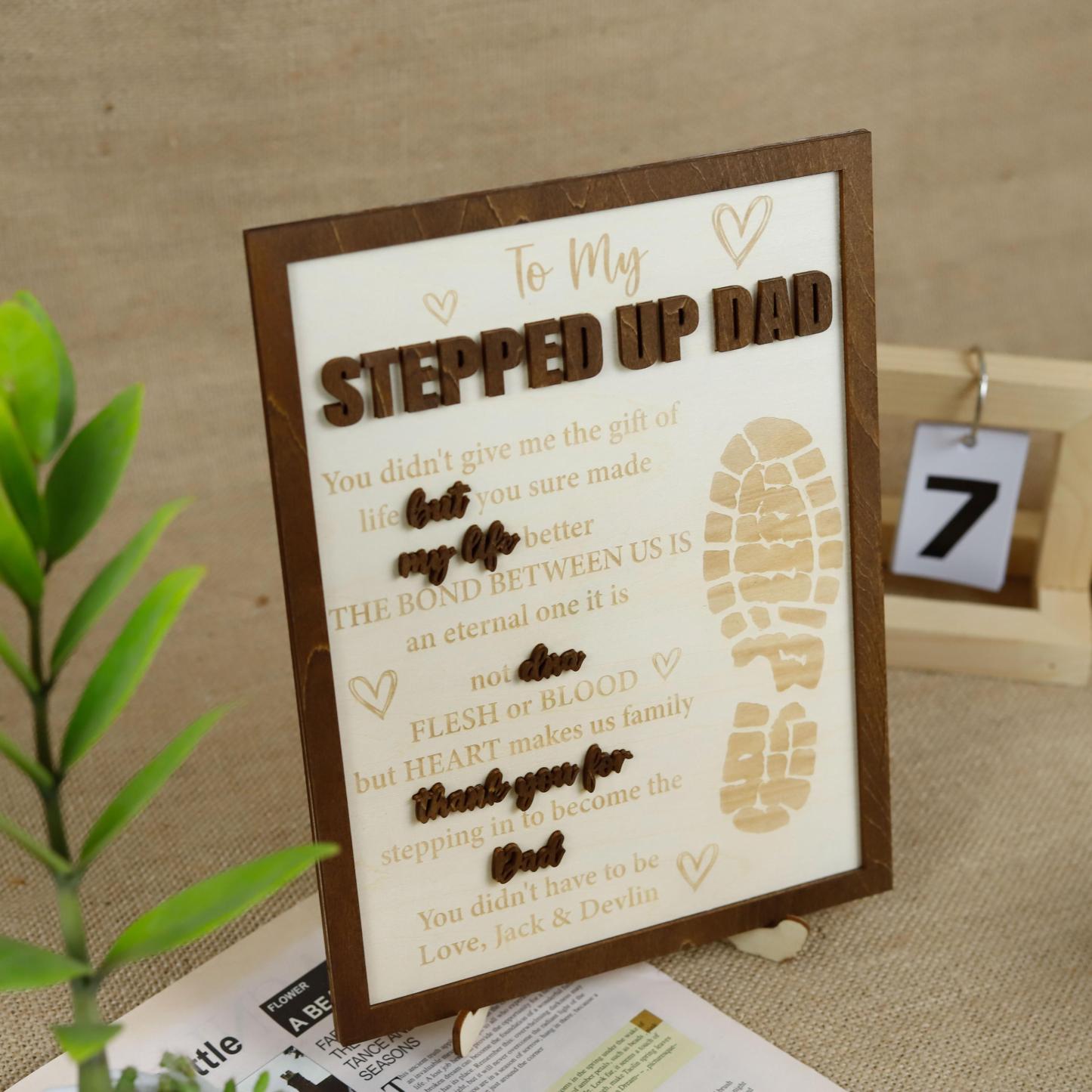 Stepped Up Dad Wooden Plaque, Step Dad Fathers Day Gift from Kids, Adopted Dad Gift, Step Dad Adoption, Blended Family Sign, Thank You Gifts
