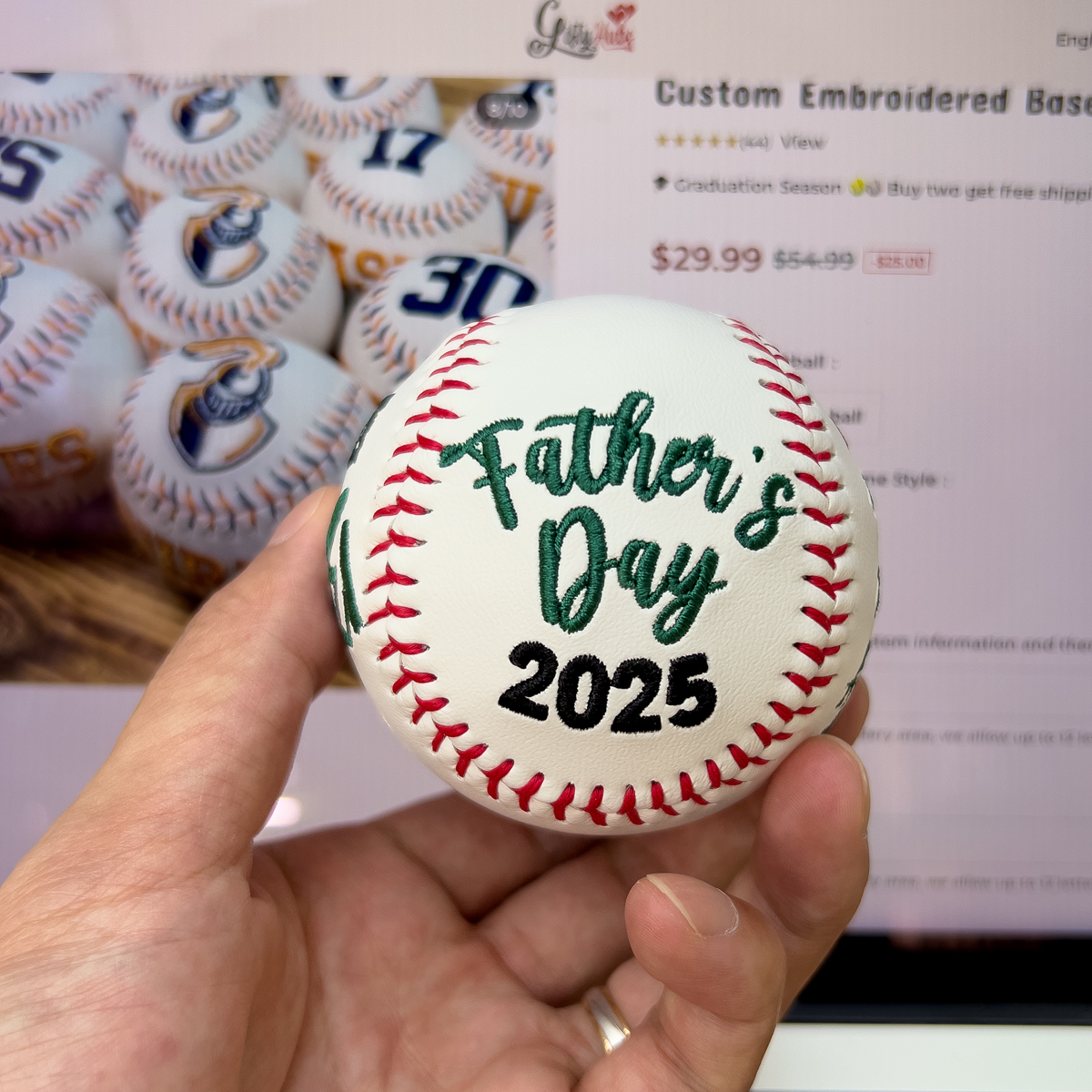 Custom Embroidered Father's Day Baseball & Softball, Gift for DAD
