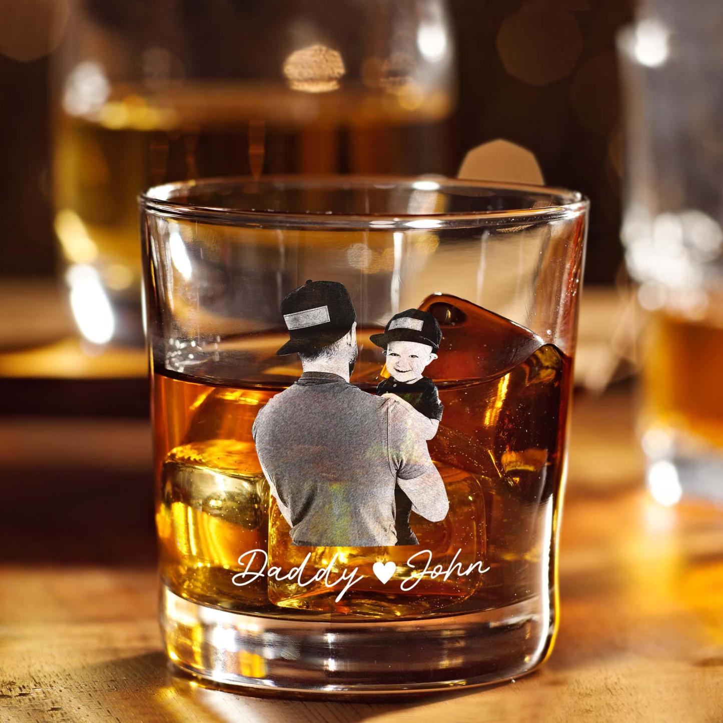Personalized Fathers Day Gifts Whiskey Glass, Custom Portrait Outline Gift For Dad, First Time Dad Gift, Dad Established 2025 Whiskey Glass