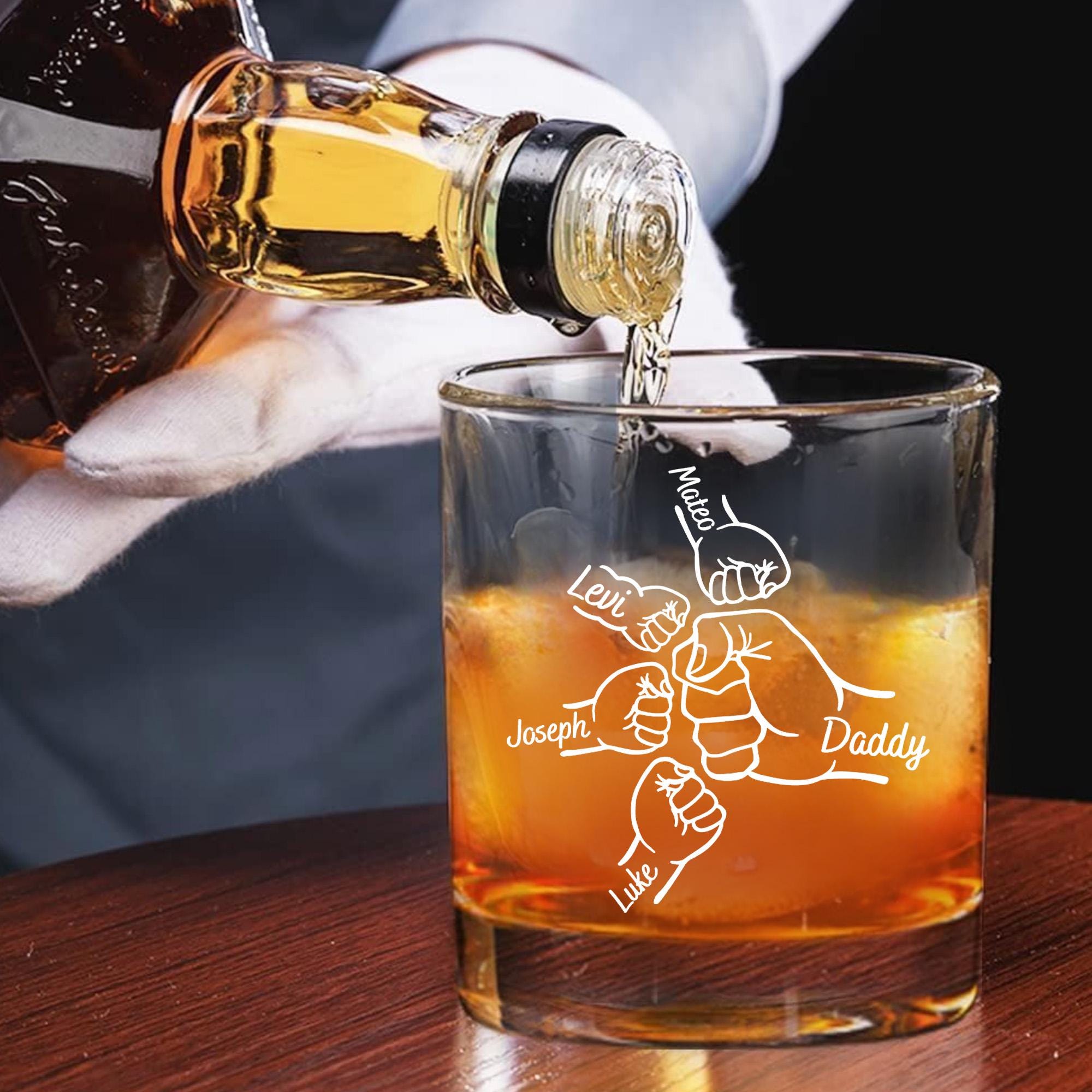 Personalized Father's Day Gift For Dad From Kids, First Father Day Wine Glass With Kids Name, First Bump Bar Glass, Gift For Papa, Grandpa