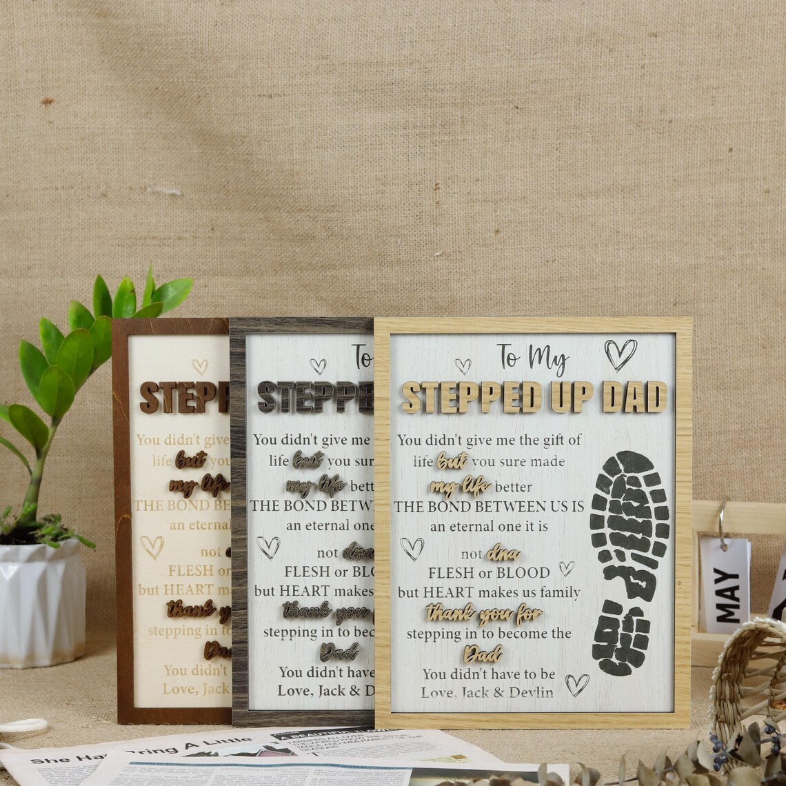 Stepped Up Dad Wooden Plaque, Step Dad Fathers Day Gift from Kids, Adopted Dad Gift, Step Dad Adoption, Blended Family Sign, Thank You Gifts