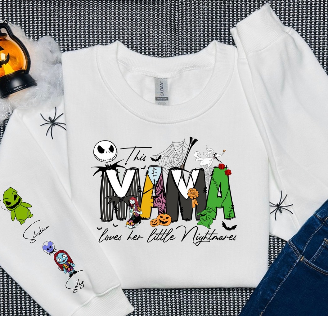 Personalized This Mama Loves Her Little Nightmares Sweatshirt, Mama Shirt With Kids Name