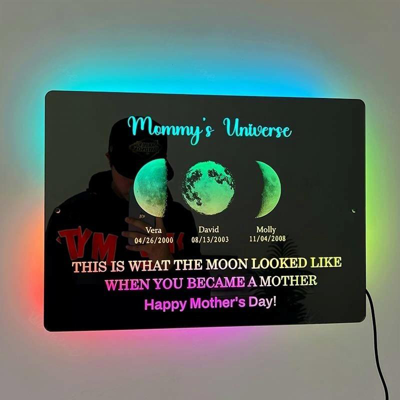 50% OFF🌈Custom Led Mirror Light Frame with text and date🌖mom's universe🌔