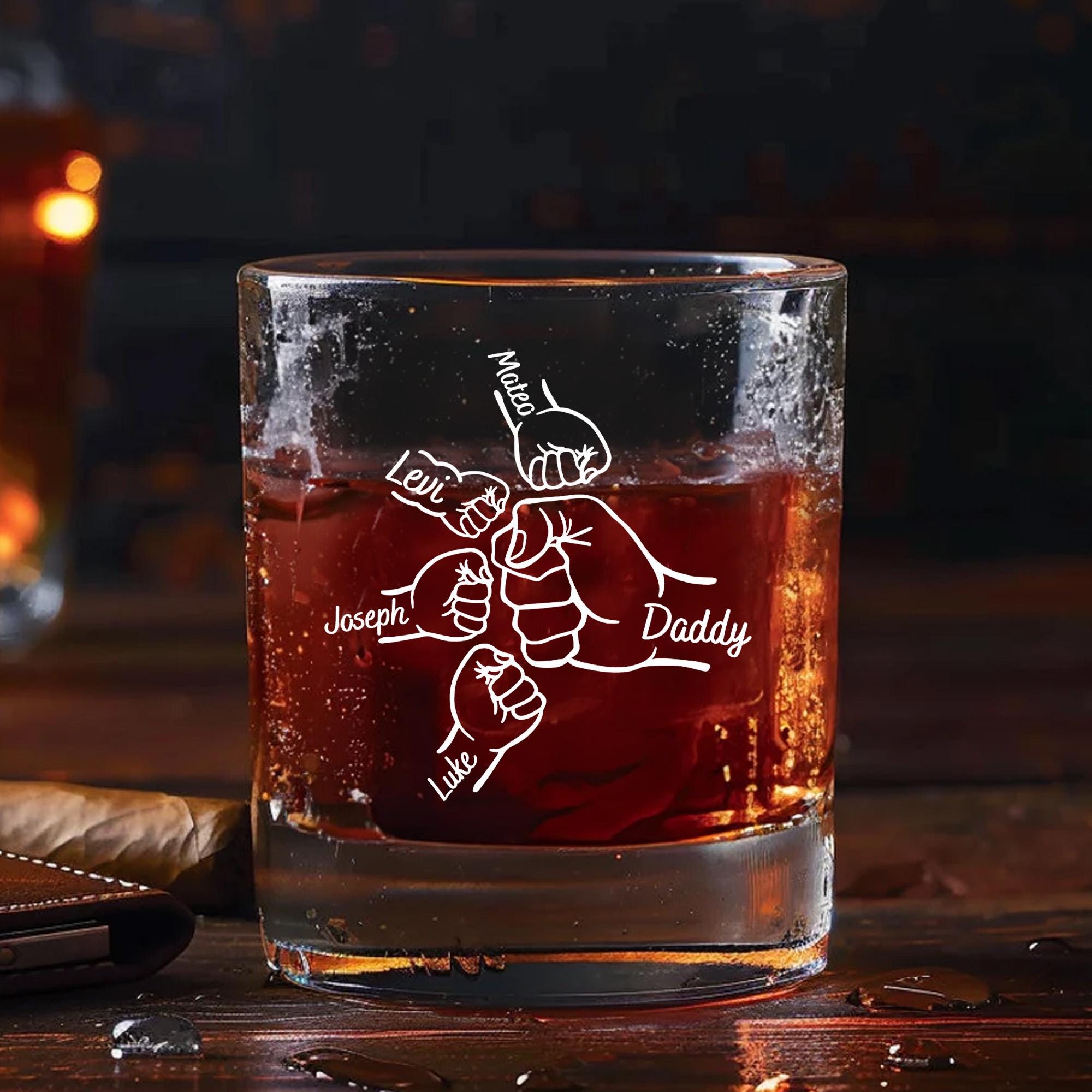 Personalized Father's Day Gift For Dad From Kids, First Father Day Wine Glass With Kids Name, First Bump Bar Glass, Gift For Papa, Grandpa