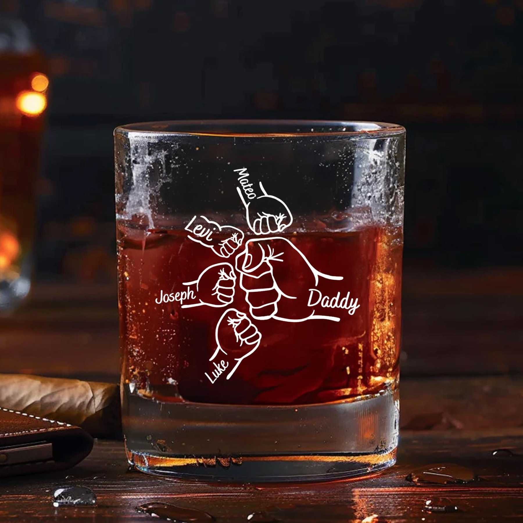 Personalized Father's Day Gift For Dad From Kids, First Father Day Wine Glass With Kids Name, First Bump Bar Glass, Gift For Papa, Grandpa