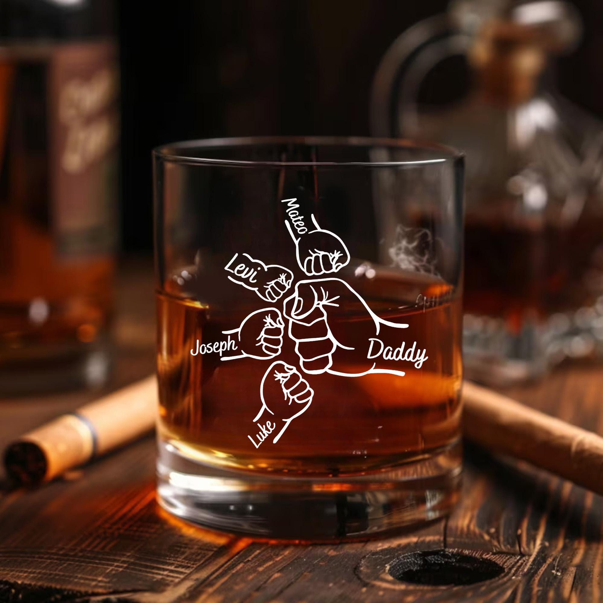 Personalized Father's Day Gift For Dad From Kids, First Father Day Wine Glass With Kids Name, First Bump Bar Glass, Gift For Papa, Grandpa