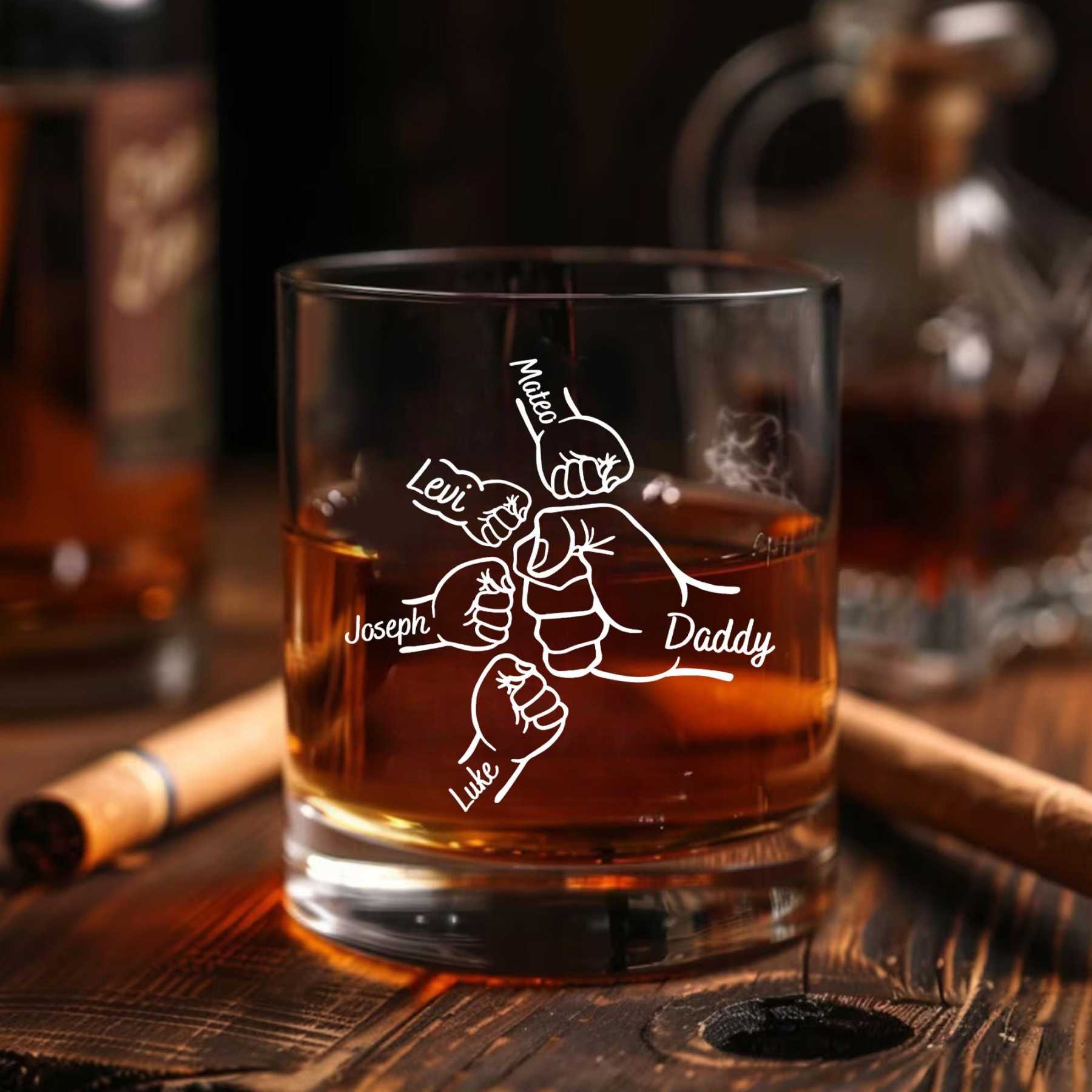 Personalized Father's Day Gift For Dad From Kids, First Father Day Wine Glass With Kids Name, First Bump Bar Glass, Gift For Papa, Grandpa