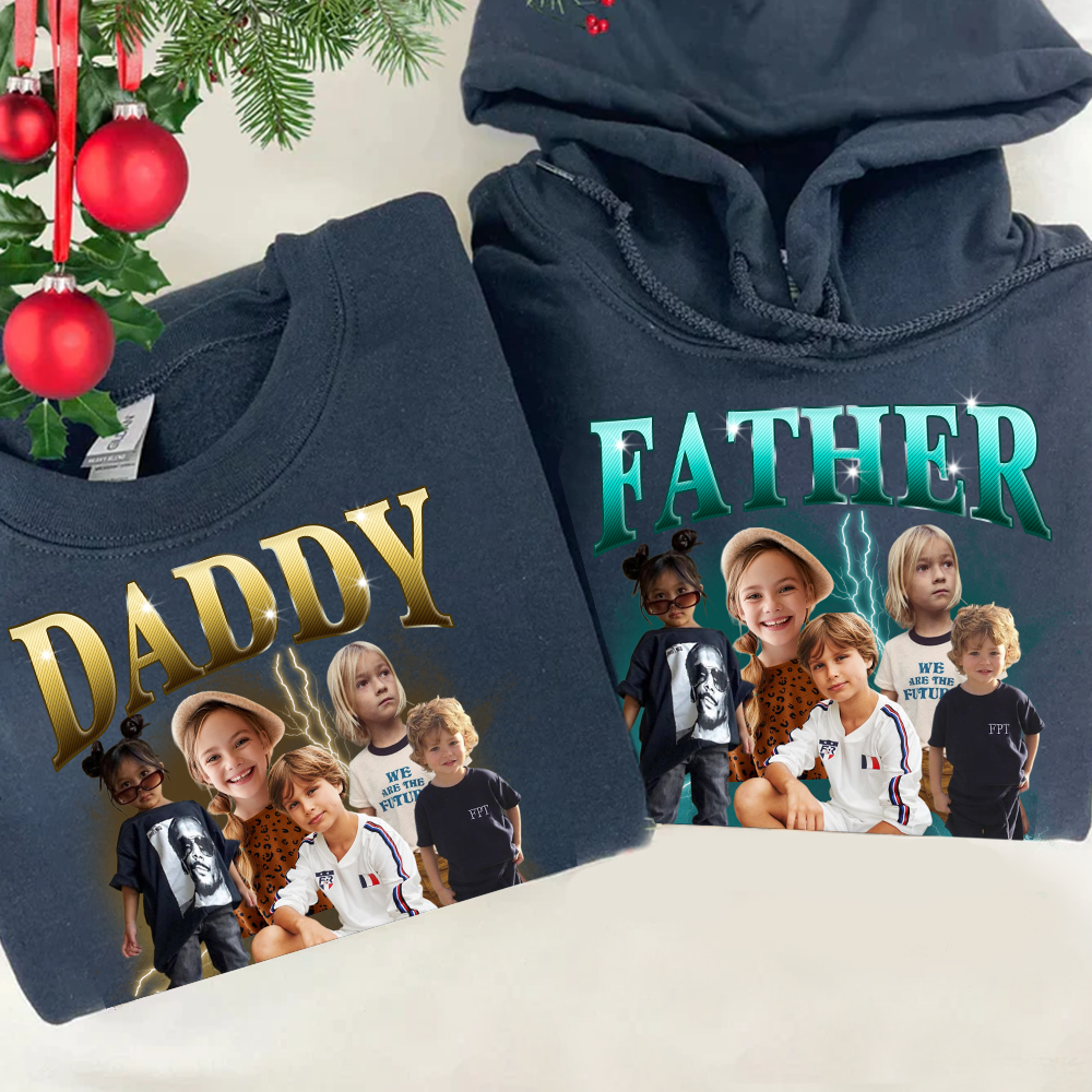 Custom Bootleg Shirt, Best Dad Ever Shirt, Custom Bootleg Rap Tee, Gift for Girlfriend Gift for Boyfriend, Personalized Photo Sweatshirt