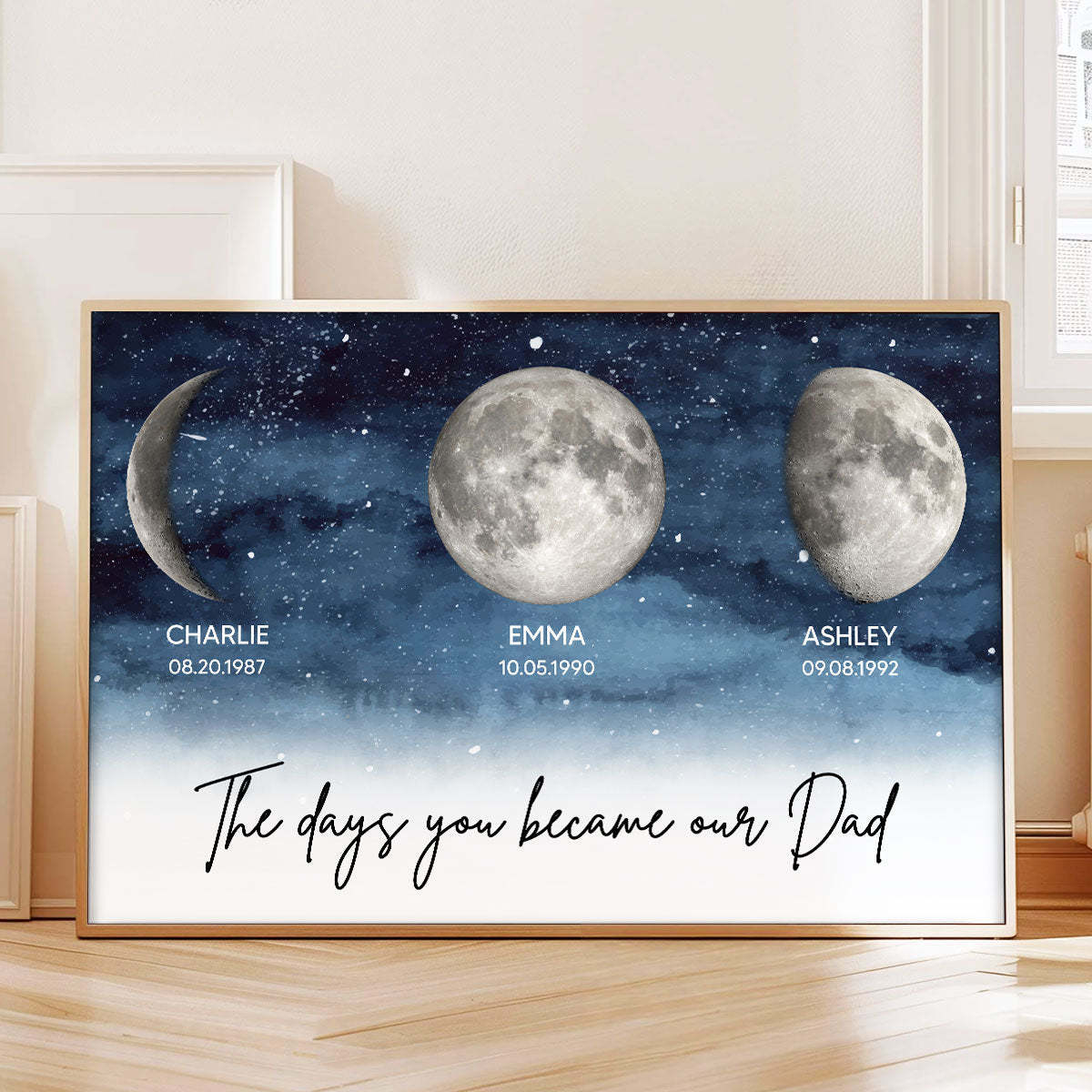 Starry Night Custom Birth Moon Phase The Days You Became Our Dad Personalized Poster, Father's Day Gift