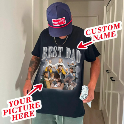 Custom Bootleg Shirt, Best Dad Ever Shirt, Custom Bootleg Rap Tee, Gift for Girlfriend Gift for Boyfriend, Personalized Photo Sweatshirt