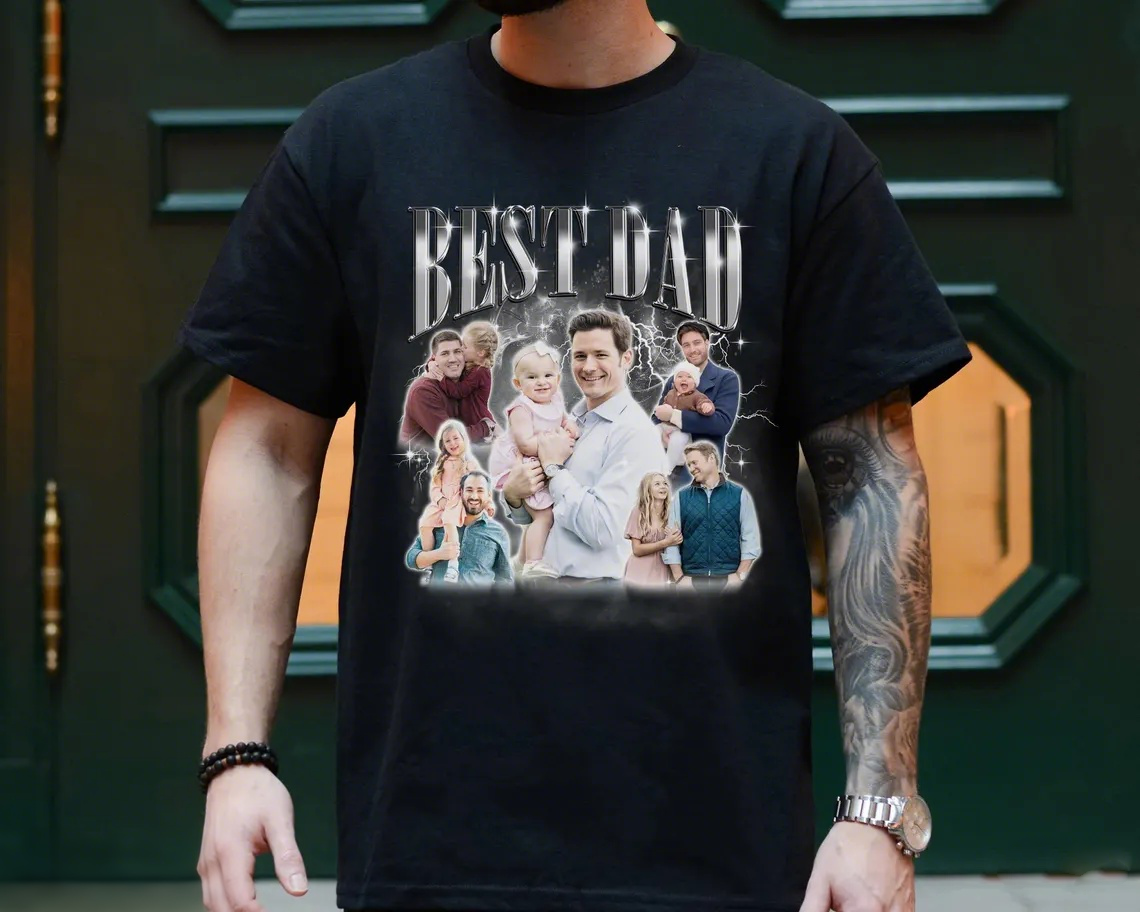 Custom Bootleg Shirt, Best Dad Ever Shirt, Custom Bootleg Rap Tee, Gift for Girlfriend Gift for Boyfriend, Personalized Photo Sweatshirt