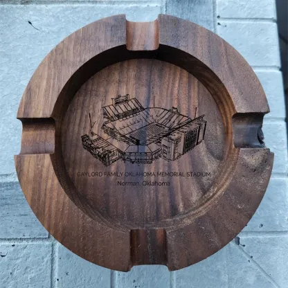 Gaylord Family Oklahoma Memorial Stadium Walnut Cigar Ash Tray