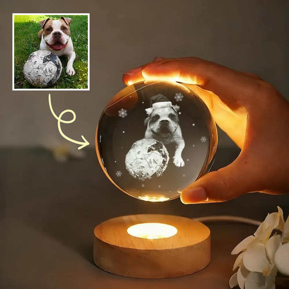 Custom Pet Photo Sketch Style Christmas Atmosphere Crystal Ball