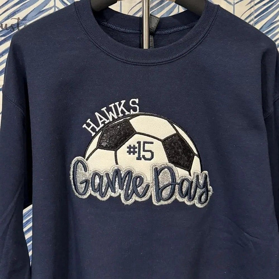 Personalized Soccer Game Day Sweatshirt Sequin Soccer Game Day with Side Bow