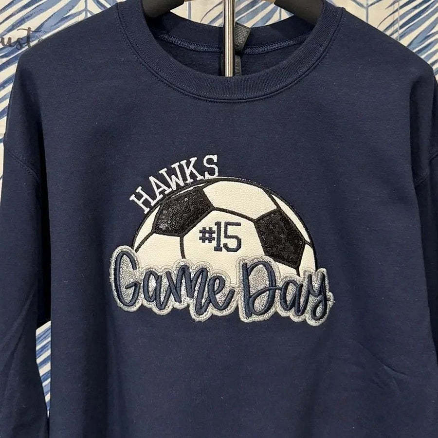 Personalized Soccer Game Day Sweatshirt Sequin Soccer Game Day with Side Bow