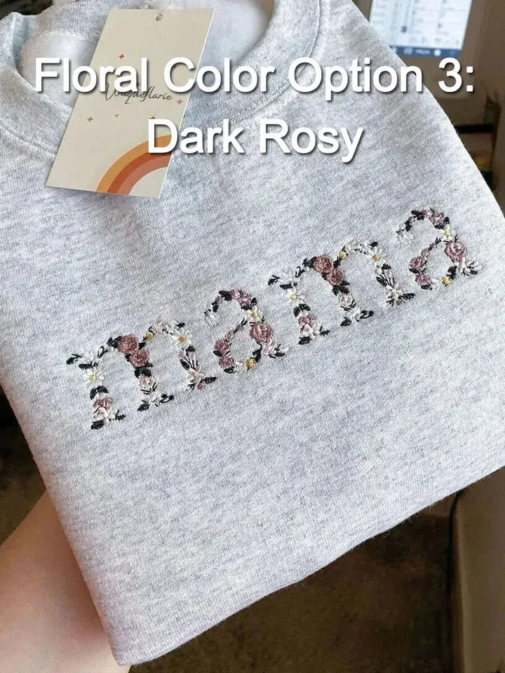 Custom Embroidered Floral Mama T-shirt & Sweatshirt