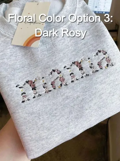 Custom Embroidered Floral Mama T-shirt & Sweatshirt