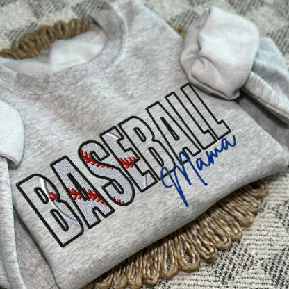 Custom Baseball Embroidered Mama/Mom/Nana Sweatshirt