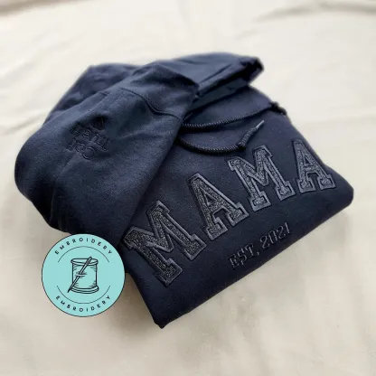 Custom Embroidered Mama Sweatshirt with Kids Names on Sleeve New Mom Hoodie Popular Now