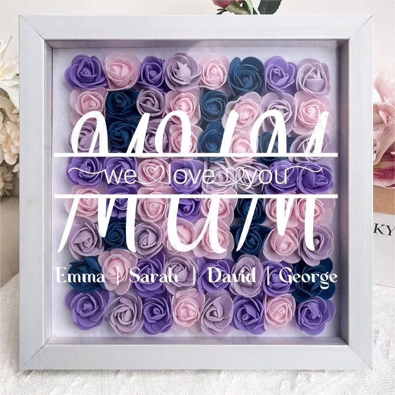 MUM We Love You - Personalized Flower Shadow Box - Mother's Day Gift 