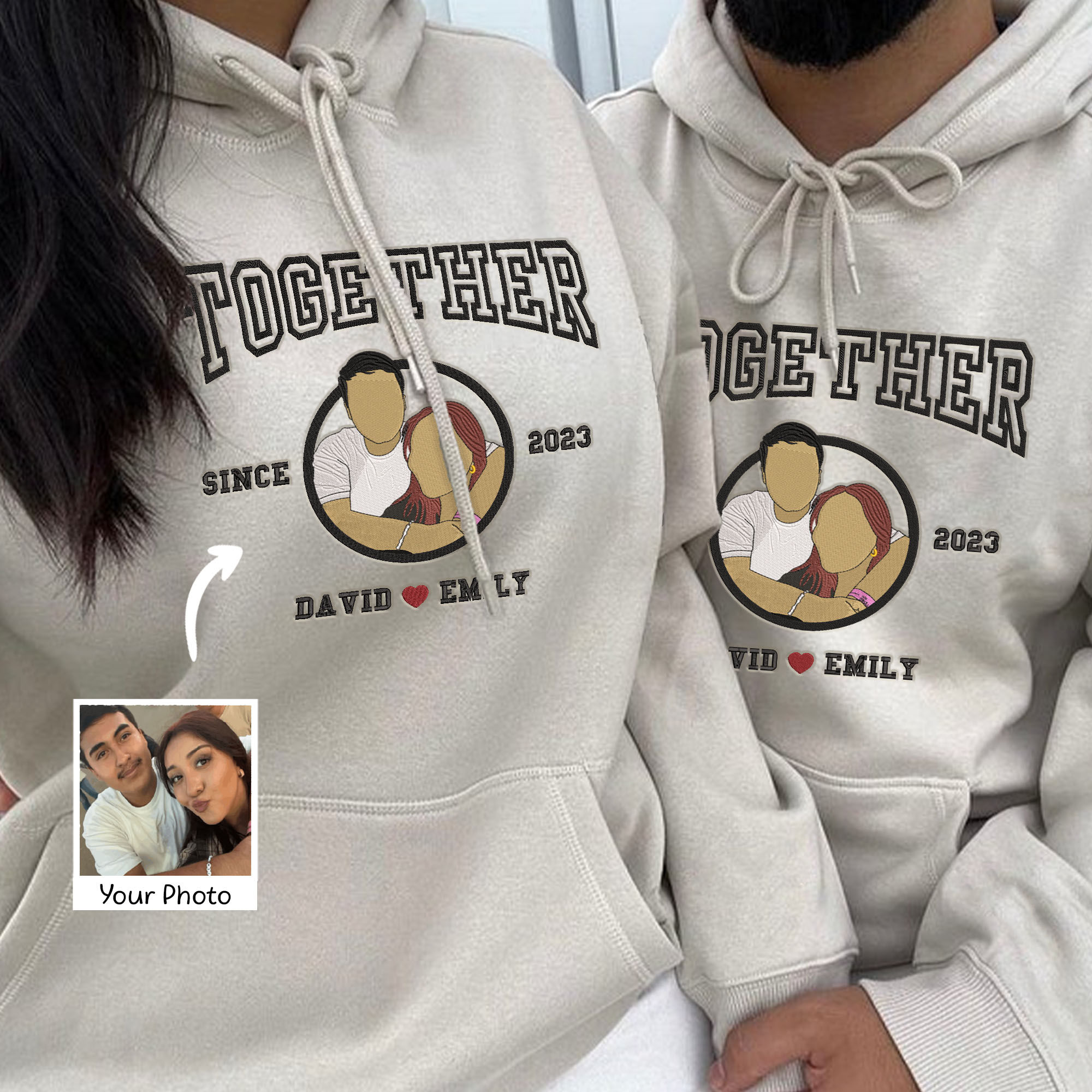 Anniversary Gift for Couple - Embroidered Couple Sweatshirt - Together Since Sweatshirt - Embroidered Sweatshirt-Creatgifts