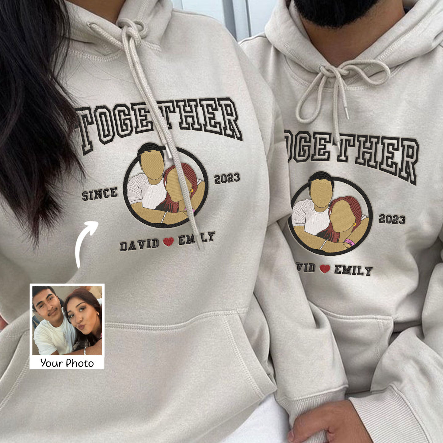 Anniversary Gift for Couple - Embroidered Couple Sweatshirt - Together Since Sweatshirt - Embroidered Sweatshirt-Creatgifts