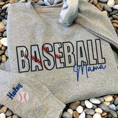 Custom Baseball Embroidered Mama/Mom/Nana Sweatshirt