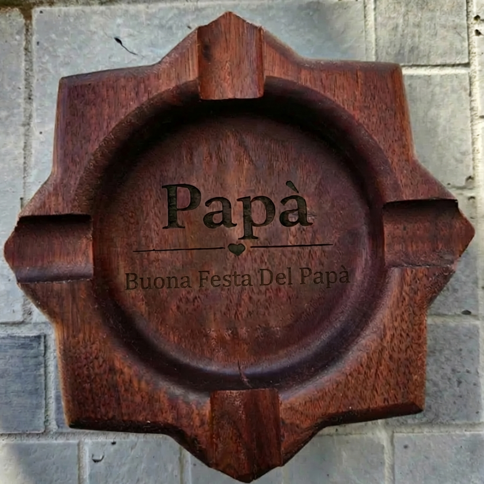 Custom Engraved Cigar Ashtray in Solid Walnut – Perfect Gift for Dad