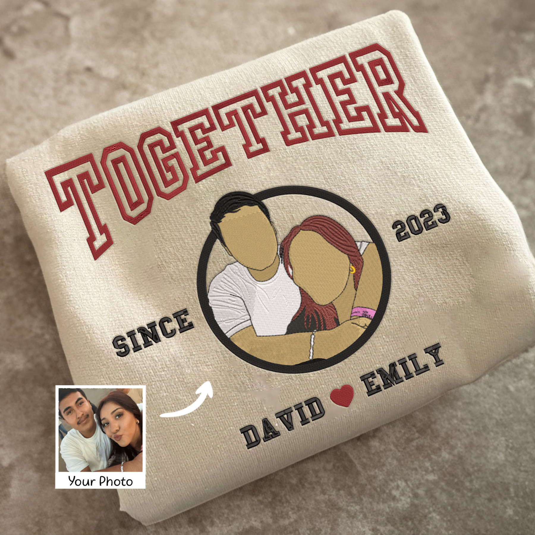 Anniversary Gift for Couple - Embroidered Couple Sweatshirt - Together Since Sweatshirt - Embroidered Sweatshirt-Creatgifts