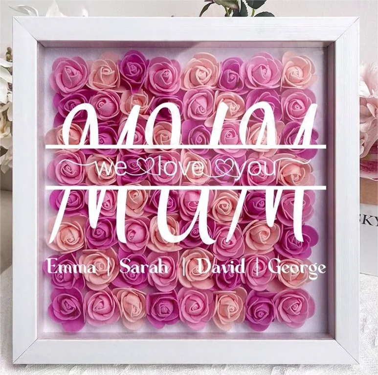 MUM We Love You - Personalized Flower Shadow Box - Mother's Day Gift 