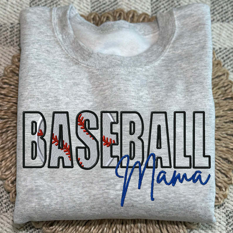 Custom Baseball Embroidered Mama/Mom/Nana Sweatshirt
