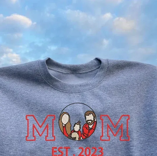 （🔥Mother's Day Sale🔥） Personalized Embroidered Family Photo Hoodie