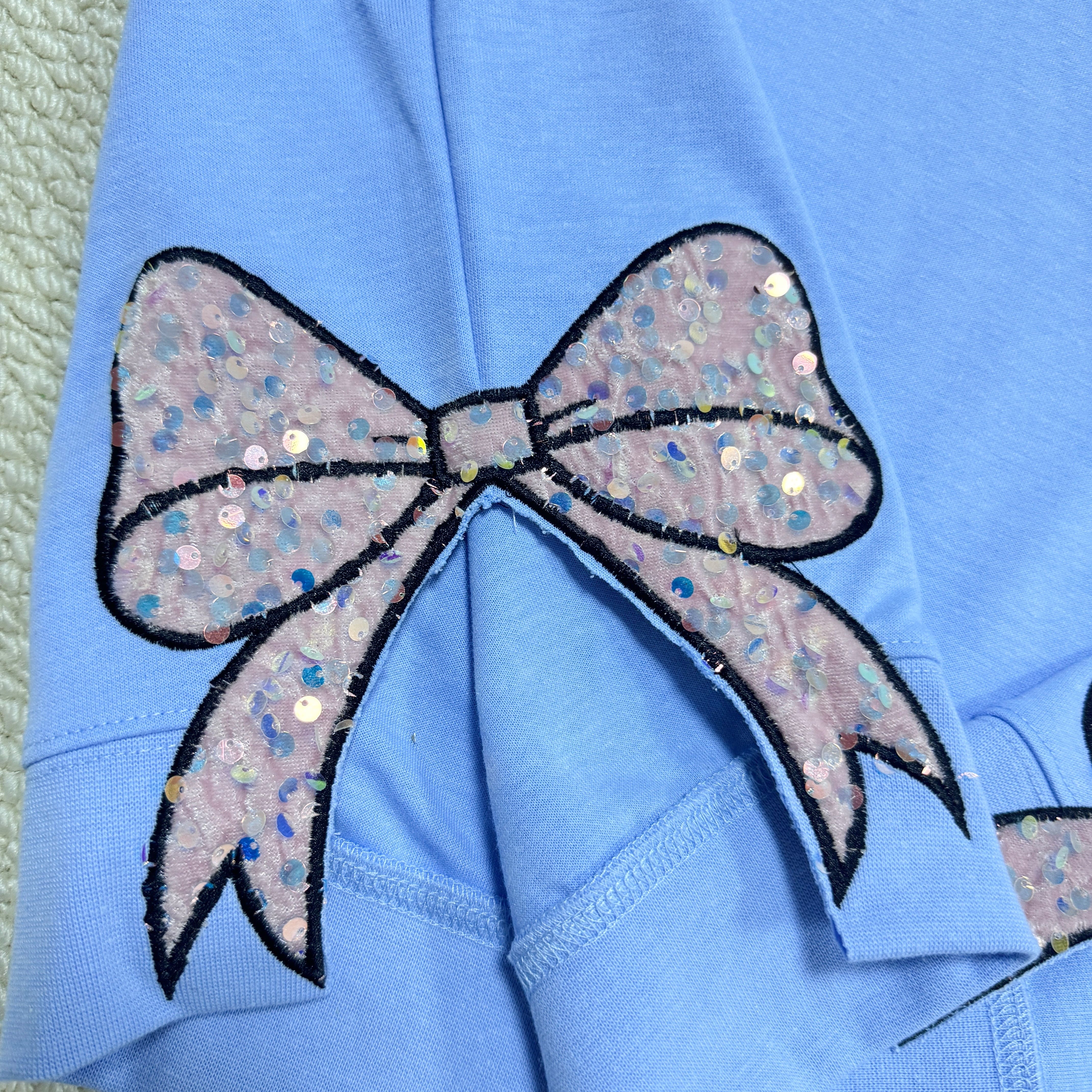 Personalized Sports Mom Sweatshirt Sequin Embroidery with Side Bows